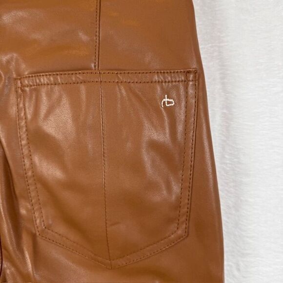 NWT Rag & Bone Nina Faux Leather Pull on Skinny Pants in Cognac Brown Size Small - Picture 6 of 14